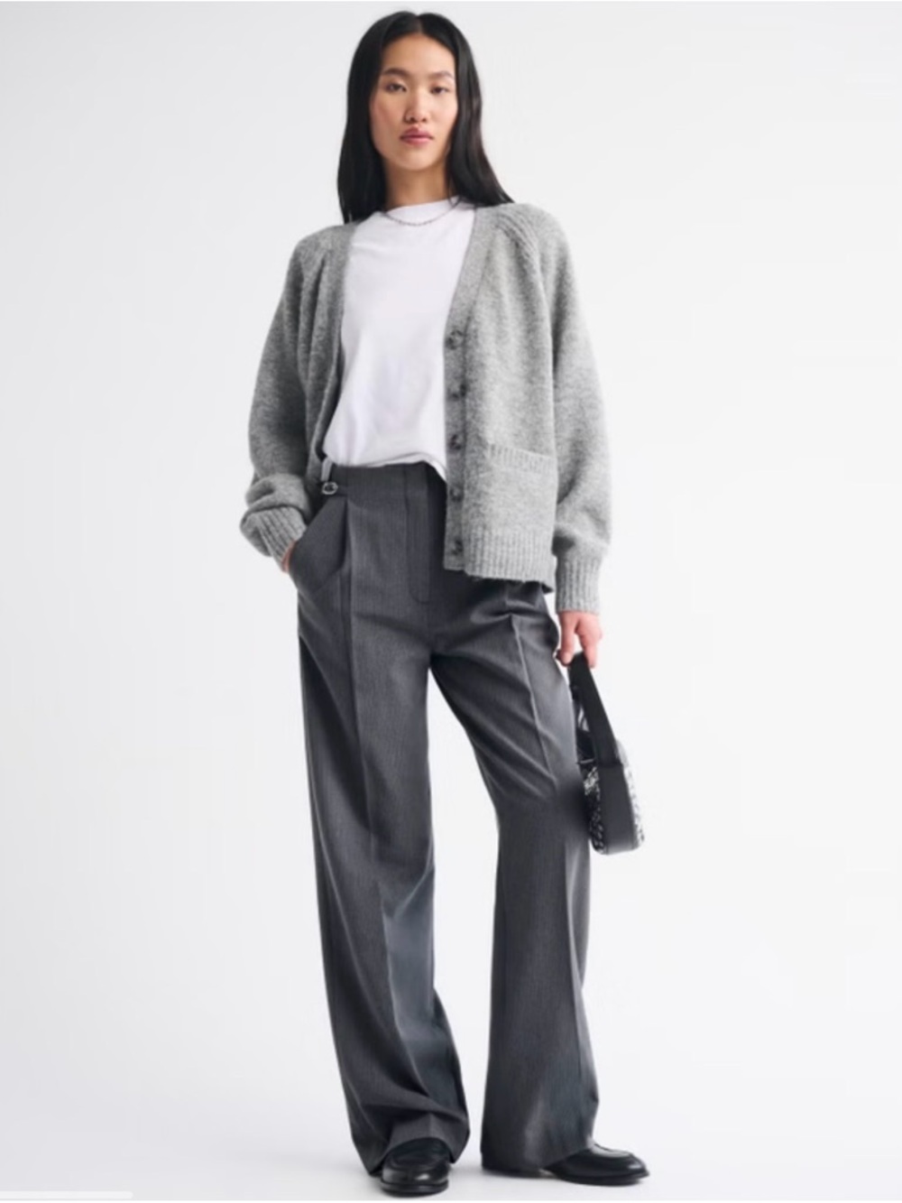 Abercrombie & Fitch Gray High-Waist Trousers